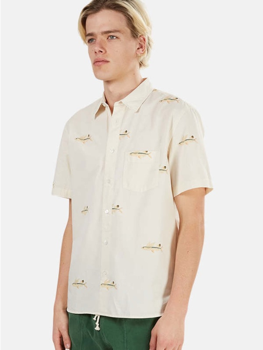 La Paz Short Sleeve Button-Up Shirt Sunrise Print Size M Made in Portugal